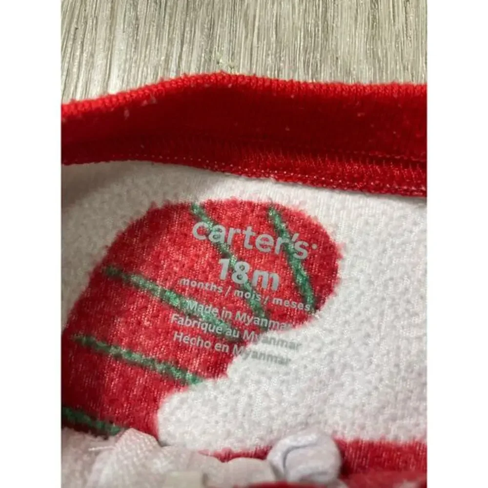 Carter's‎ Baby Christmas Fleece Footed Pajamas Red Size 18 Months